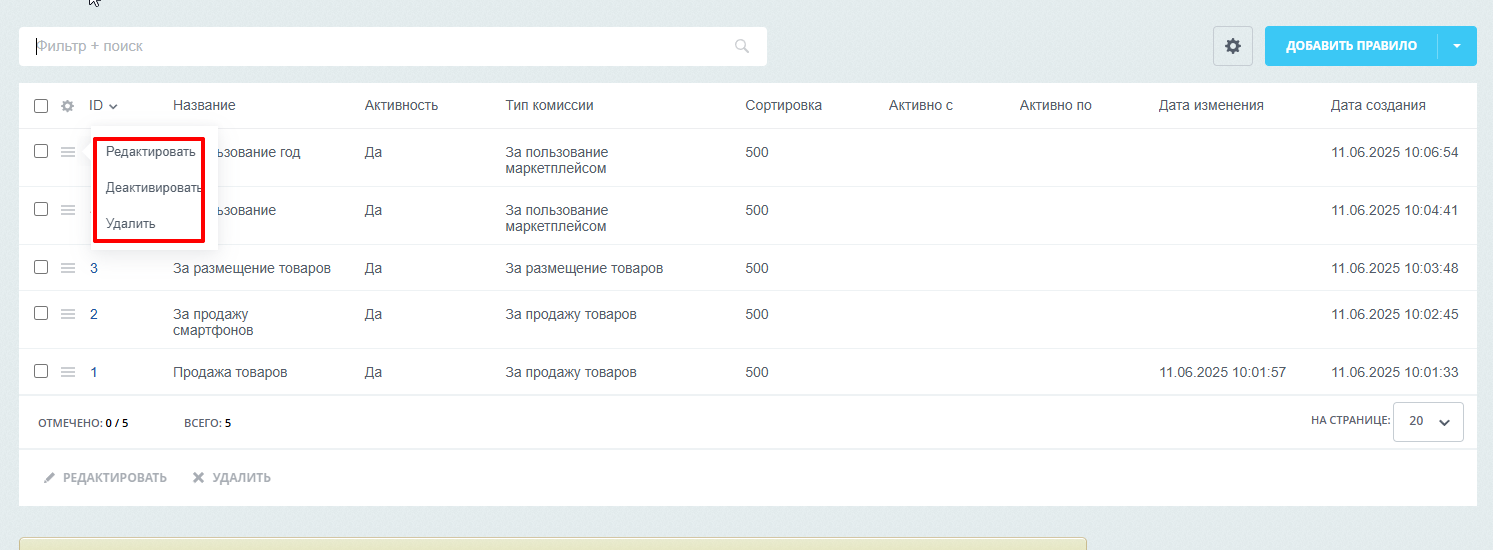 Документация Сотбит: . Настройка комиссий. Картинка 1