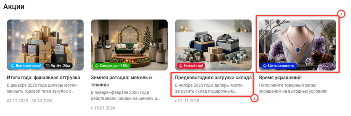 Документация Сотбит: . Отображение акций. Картинка 9