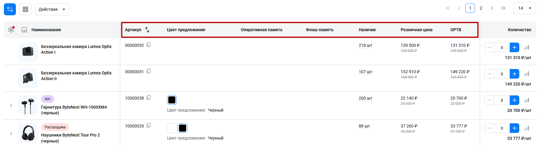 Документация Сотбит: Сотбит: B2B. Сортировка товаров. Картинка 3