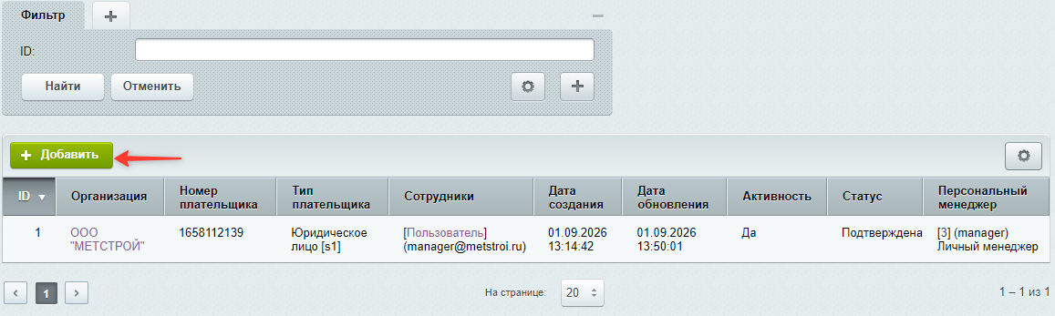 Документация Сотбит: . Список организаций. Картинка 1