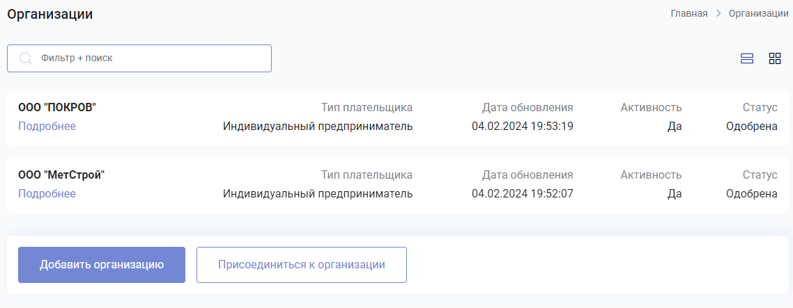 Документация Сотбит: . Управление организациями. Картинка 1
