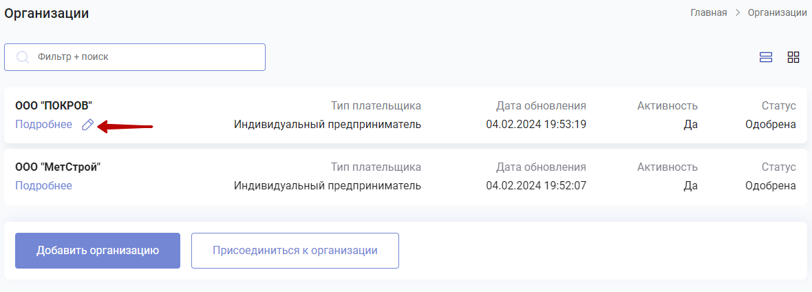 Документация Сотбит: . Управление организациями. Картинка 2