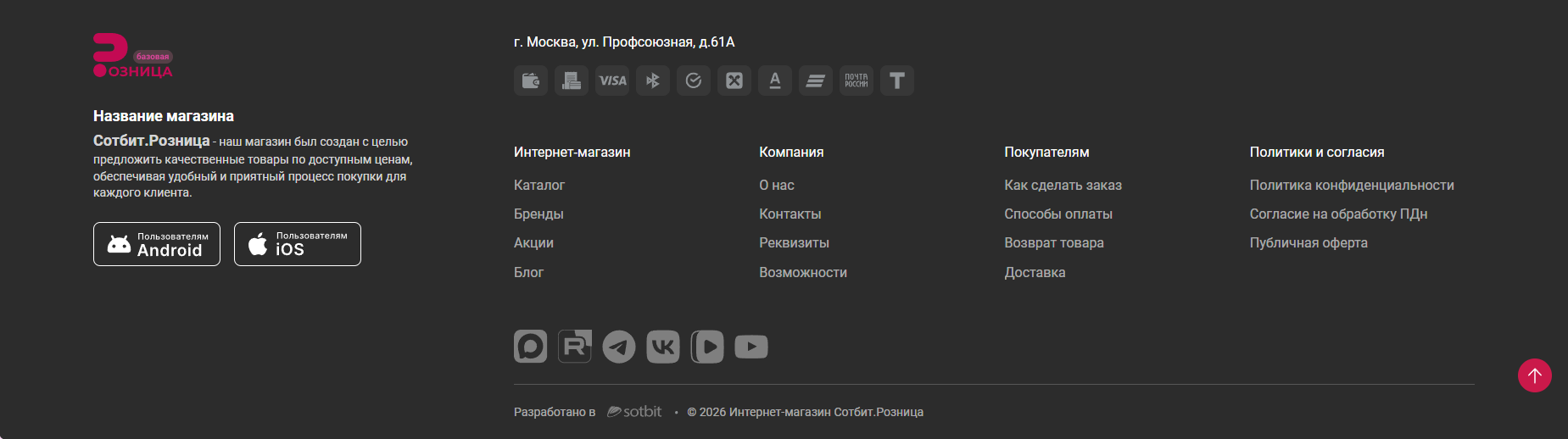 Документация Сотбит: Сотбит: Розница. Типы футеров. Картинка 13